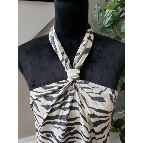 Nine West Top Blouse Women's XL White Black Zebra Print Sleeveless Keyhole Back - Picture 4 of 10